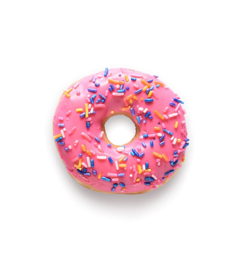 Pink Glazed Donut with Rainbow Sprinkles